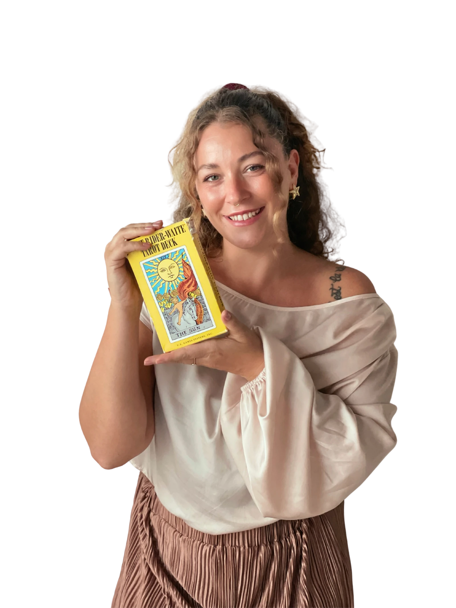 Chiara Regazzoni, fondatrice de La Tarot Académie, présentant le tarot Rider-Waite.