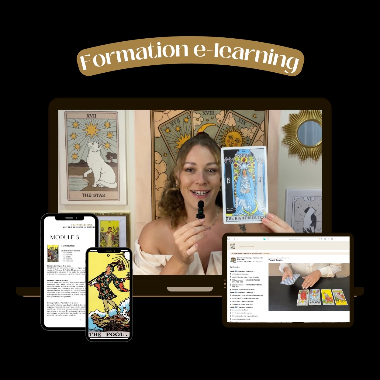 L'Initiatique : la formation de tarot pour soi de La Tarot Académie, avec les books et le workbook